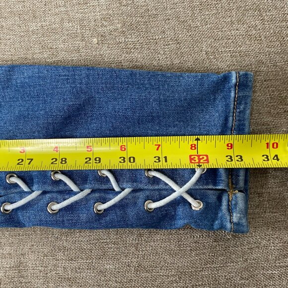 Pacsun Super Stretch Ankle Jegging Jeans Women's 24 Blue Cross Lace Casual Pant - Picture 16 of 16